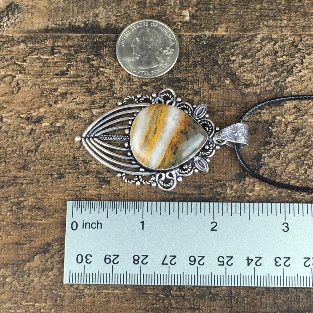 New Agate Quartz Stone Statement Silver Pendant - image 8